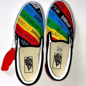 NWT Vans slip on rainbow shoes 7.5